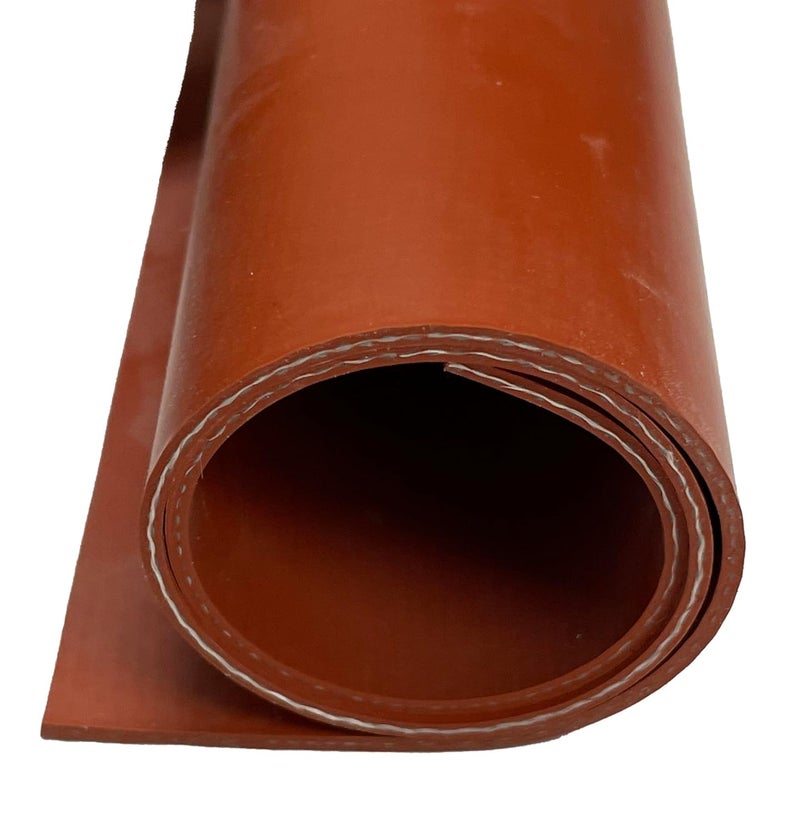 Exactly Rubber ورقة سيليكون مدعمة بالألياف، حمراء 1/32 × 18” × 18” 70A، مصنوعة في الولايات المتحدة الأمريكية، مادة حشية ثقيلة التحمل عالية الحرارة، وسادات ختم لحماية السطح مع تعزيز الألياف الزجاجية - Image 2